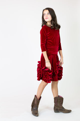 Holiday Red Velvet Boots Dress - Pre-sale