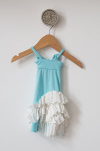 Maxi Doll Dress- Aqua/Ivory