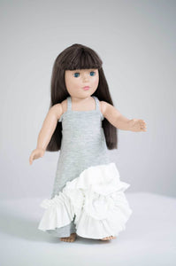 Maxi Doll Dress- Gray & Ivory Lace Detail