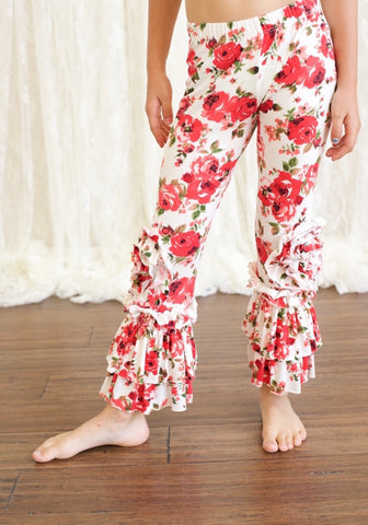 Peony Legging-Red Floral