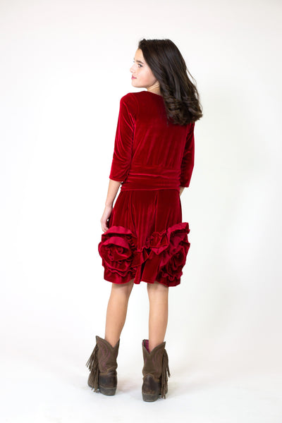 Holiday Red Velvet Boots Dress - Pre-sale