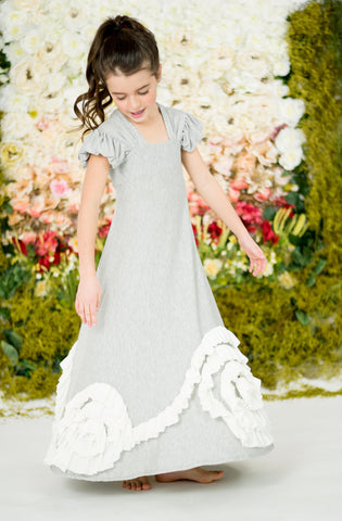 Rosy Ruffles Dress-Gray